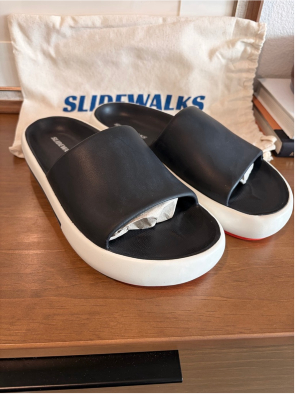 Slidewalks Black Slide Sandals Size 10 Brand New With Dust Bag